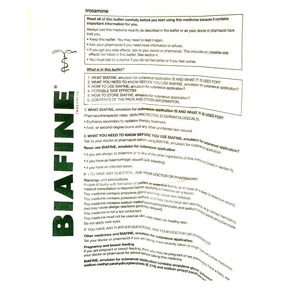Biafine® Cream Product Insert PICS